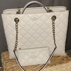 NEW Kate Spade white quilted leather purse PLUS matching wallet